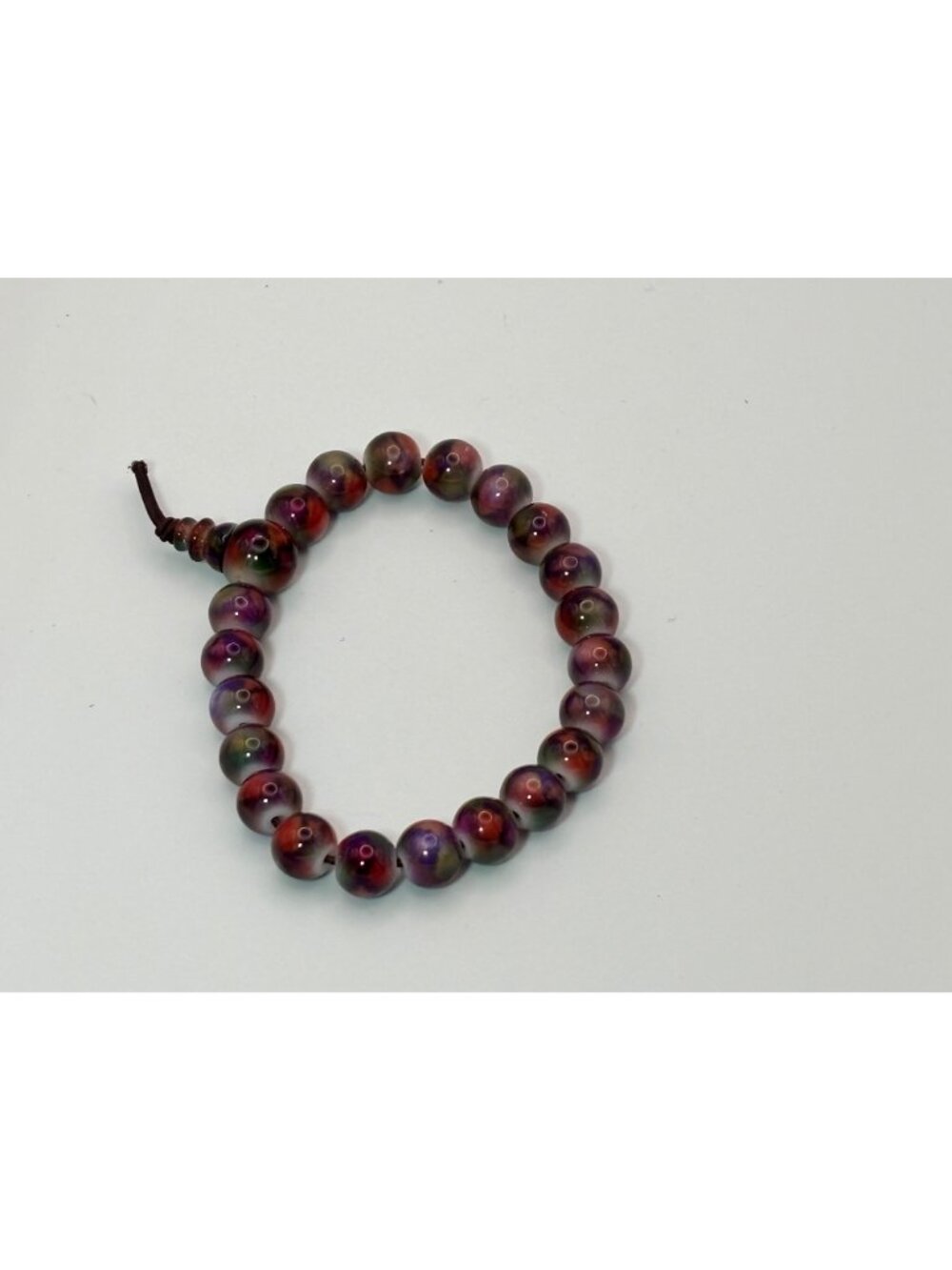 Colorful Frosted Glass Bead Bracelet Purple Stretch Bracelet - Picture 2 of 2